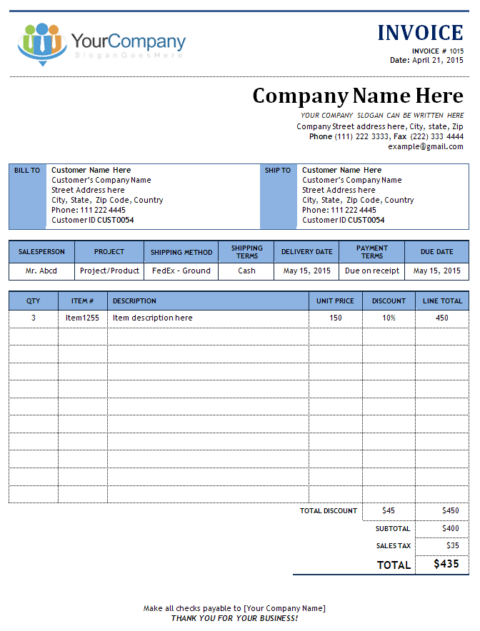 Free Invoice Template with beautiful layout design Sales Invoices