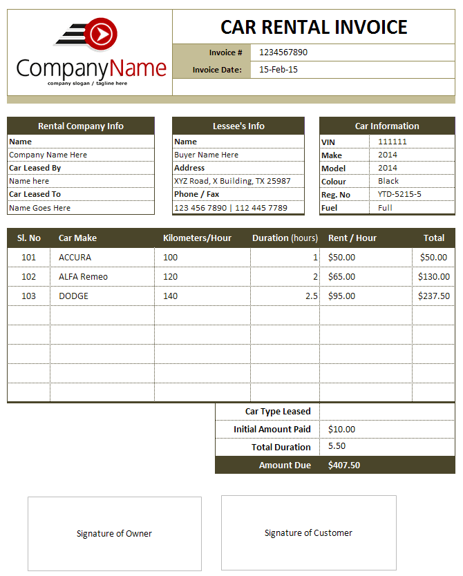 rental invoice template download