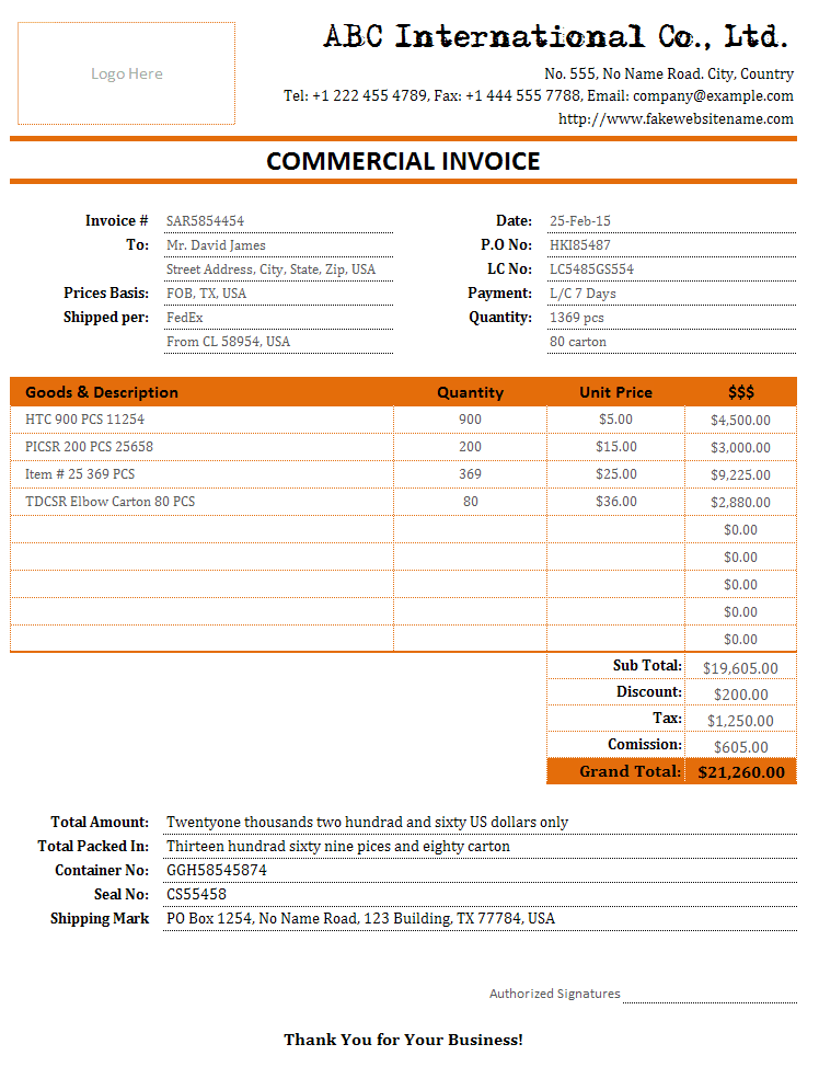 8+ Shipping Invoice Templates Word, Excel & PDF Templates