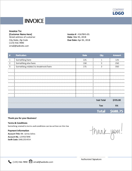 MS Word Laundromat Dry Cleaning Invoice Service Invoices Invoice 