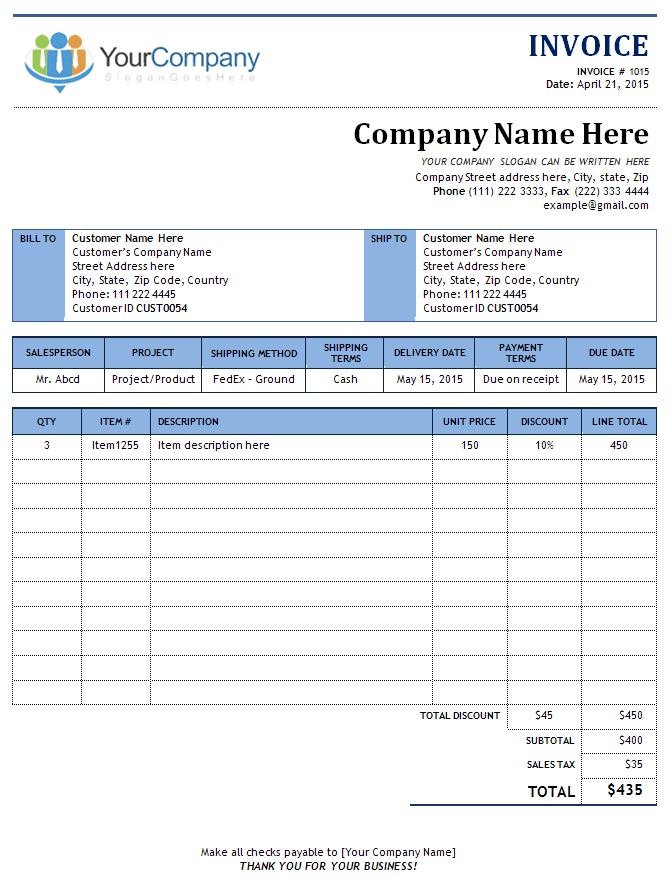 invoice template in word