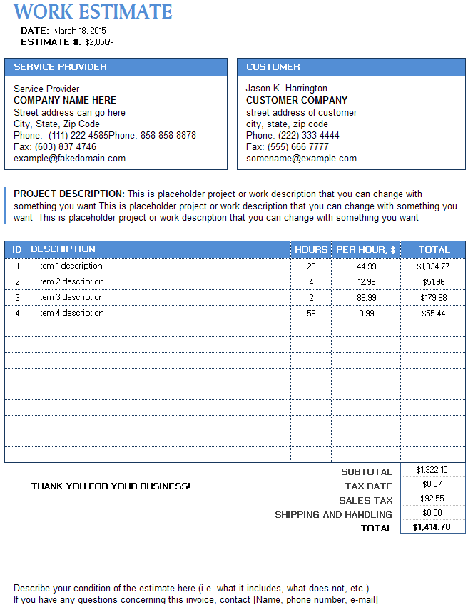 job invoice templates