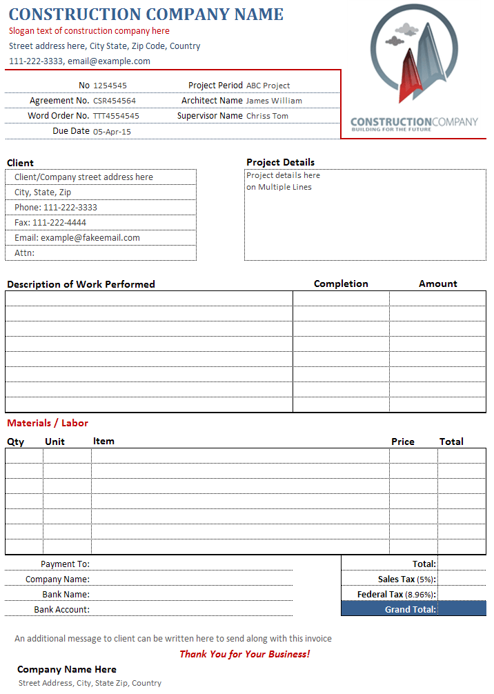Excel Contractor Invoice Template from freeonlineinvoice.com