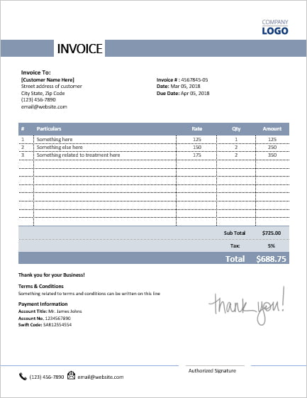 MS Word Laundromat/Dry Cleaning Invoice | Service Invoices | Invoice Templates